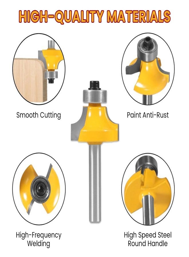 Serplex® 4pcs Roundover Router Bit Set, Router Bits For Wood, 6mm Shank, Radius in 1/8", 1/4", 3/16", 5/16", Bearing Guide for Rounding Edge bit - Image 2